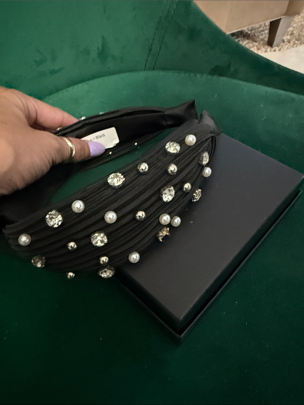 Embellished Black Pearl & Crystal Headband - BRAND NEW - Picture 2 of 4